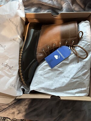 JBU By Jambu Women's Maplewood Waterproof Rain Boots in Navy Blue/Tan Size 8.5M