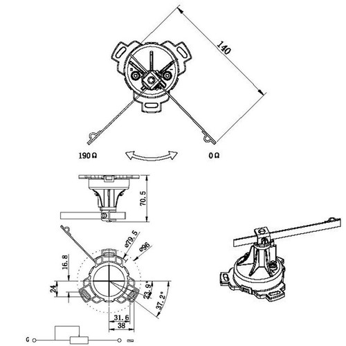 52mm Rudder Angle Gauge with Sender PORT-STBD for Boat Marine Yacht 7 Colors LED - Imagen 6 de 7