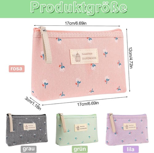 Newofview 4 Stück Kleine Kosmetiktasche, Reise Kosmetiktasche Aus Segeltuch, ... - Bild 3 von 9
