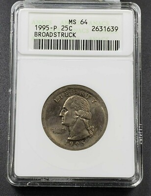 Large Broadstrike Error 1995 P Washington Quarter ANACS MS64 Large Broadstrike Error 1995 P Washington Quarter ANACS MS64