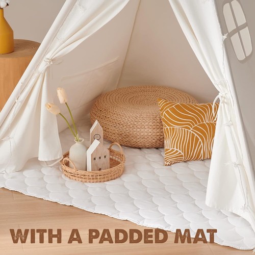 Large Kids Teepee Tent with Padded Mat & Light String & Carry Case-Kids Folda... - Picture 8 of 9