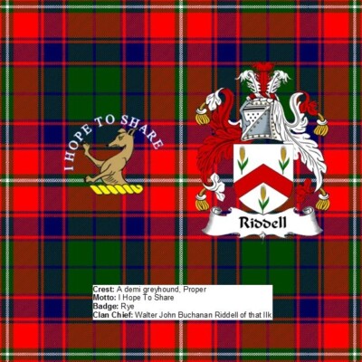 Scottish Clan Crest Riddell Rock Slate 14cm x 14cm Top Qualität Schiefer