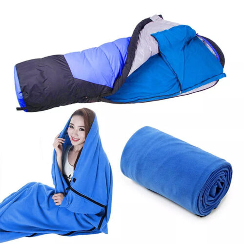 Polar Fleece Sleeping Bag Liner Single Sleeping Bag Zippered Lightweight Camping - Picture 4 of 26