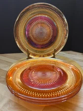 Jeannette Marigold Carnival Glass Anniversary Pattern 10" Plates, Set of 4