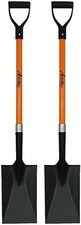 2 PK 44" Long Handle Spade with D Handle Grip - Premium Quality Orange Shovel
