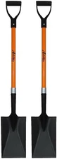 2 PK 44" Long Handle Spade with D Handle Grip - Premium Quality Orange Shovel
