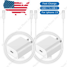 For iPhone 15 Pro Max iPad Fast Charger 20W USB C Power Adapter PD Type C Cable