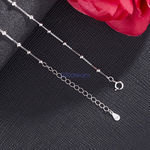 Cadena de caja de collar de plata esterlina 925 real con bola de cuentas 14 - 28" ajuste de extensión - Imagen 7 de 11