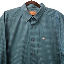 Ariat Shirt Mens sz XL Freddie Classic Fit Green Geometric AOP Button Down NWOT