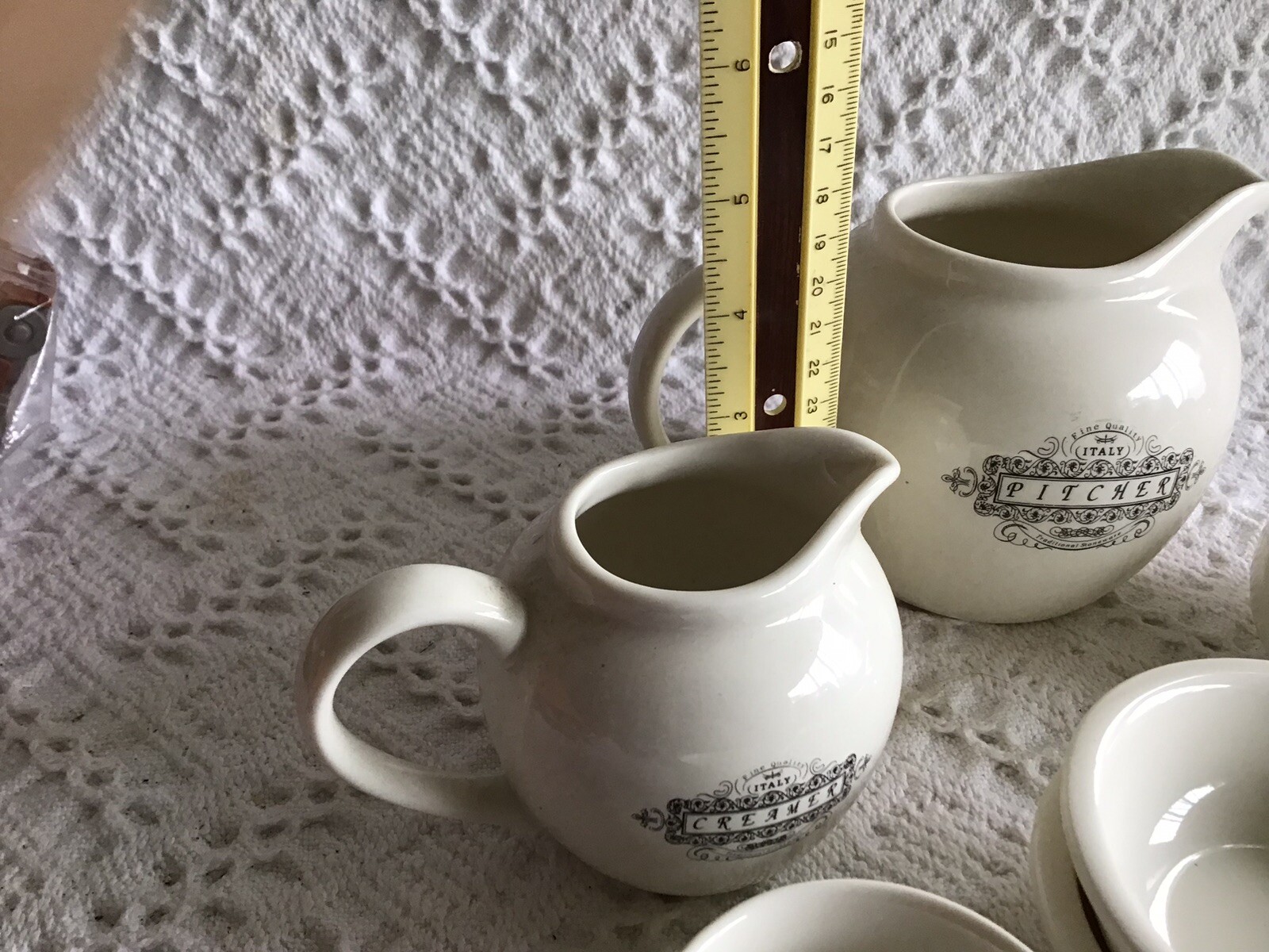 8 Piece Farmhouse Country Pitcher Sugar Creamer Lid Mini Bowls Small Sauce Bowls