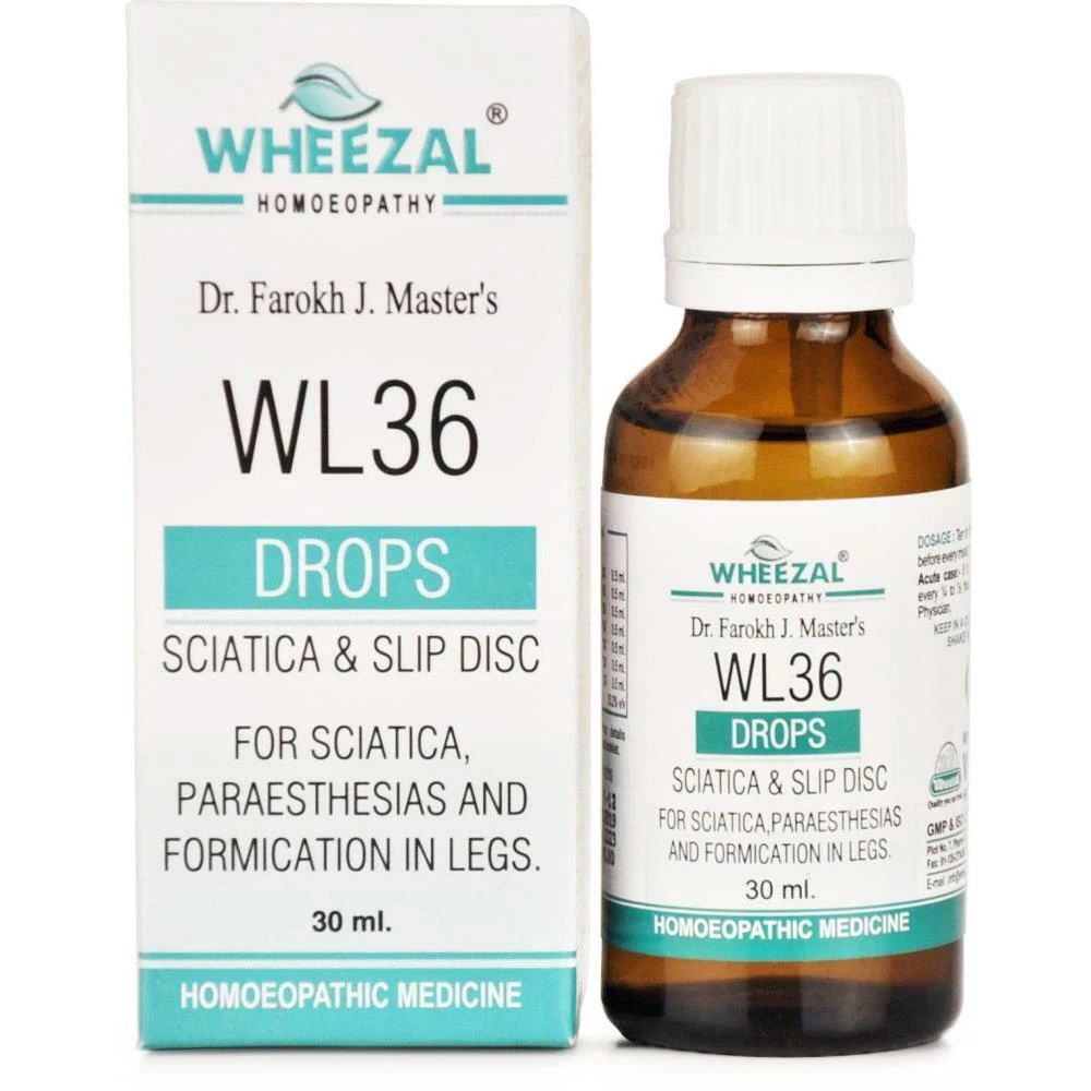 Wheezal WL36 Sciatica And Slip Disc Drops (30ml) Lower Back Pain, Tingling