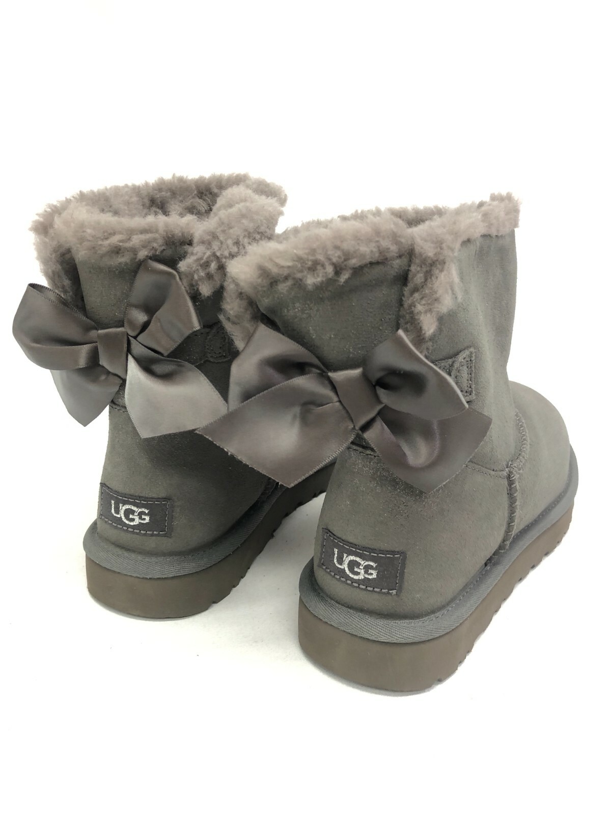 UGG Women's Mini Bailey Bow Glimmer Grey Sparkle Boots 1125795