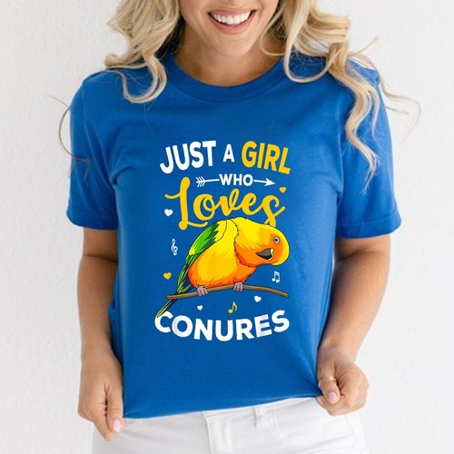 Sun Conure Just A Girl Who Loves Conures Parrot Lover Women Men T-Shirt - Picture 3 of 22