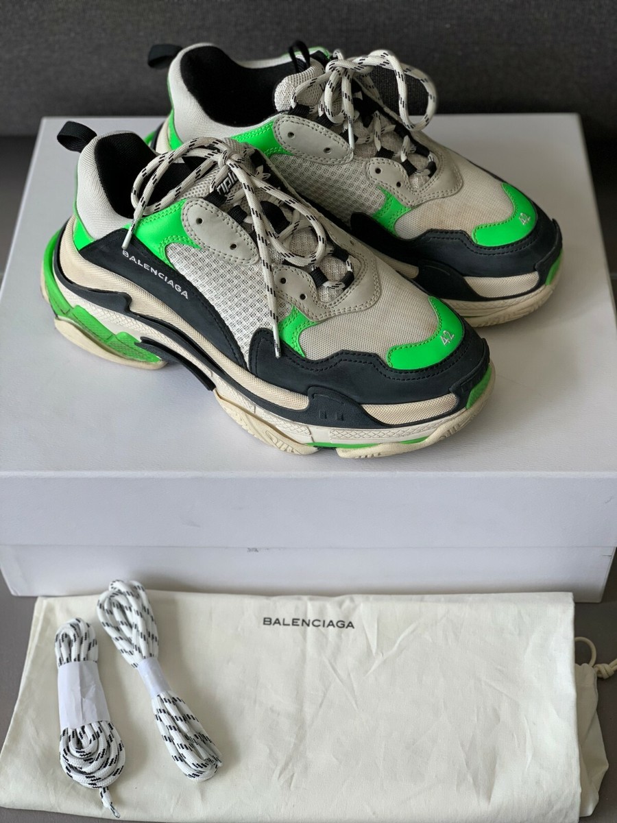 Balenciaga Triple S Neon Green / Grey, Mr Porter Edition, Size 8
