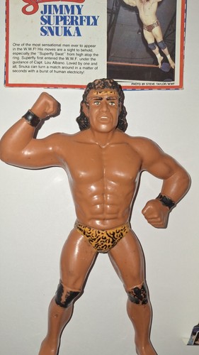 WWF LJN Superfly Jimmy Snuka Action Figure WWE Wrestling W/ Poster & Card - Picture 5 of 16