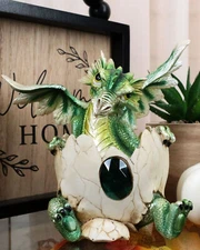May Birthstone Dragon Egg Statue 4.75"Tall Green Emerald May Birthstone Gem