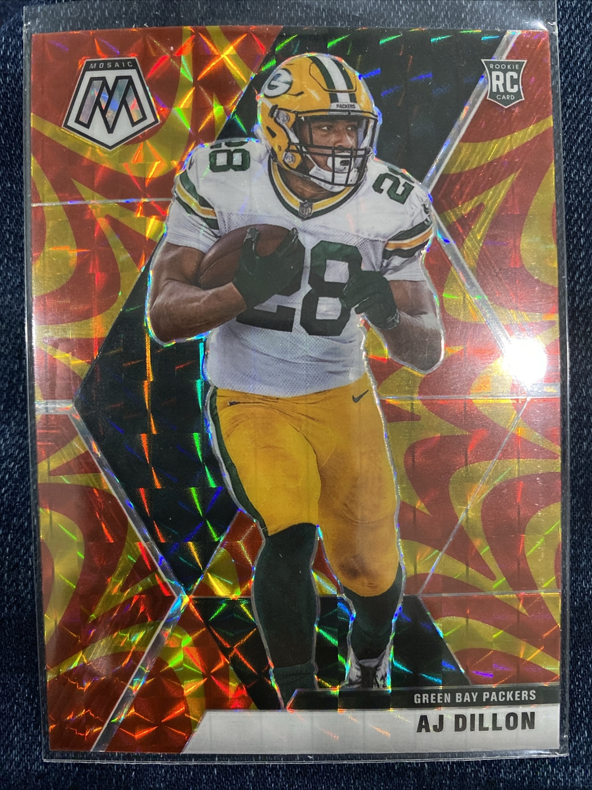 2020 Mosaic AJ Dillon Yellow Gold Reactive Prizm RC Rookie #226 Packers 🔥🏈💎