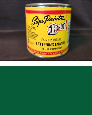 1 Shot Paint Lettering Enamel Pinstriping  1/2 Pint  144-L MEDIUM GREEN