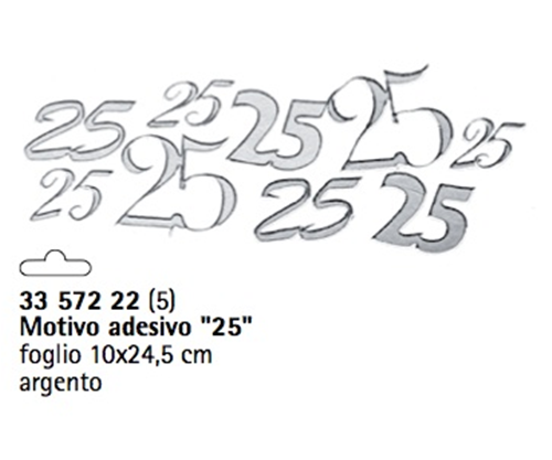 MOTIVO ADESIVO "25" ARGENTO FOGLIO 10X245 CM