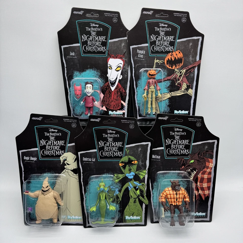 The Nightmare Before Christmas Full Set Of 5 Action Figures Wave 2 Super7 New - Image 2 of 4