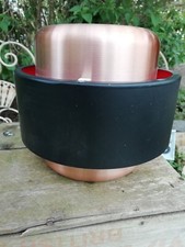 Vintage 1980's Black Metal And Brushed Copper Ceiling Light Lamp Shade