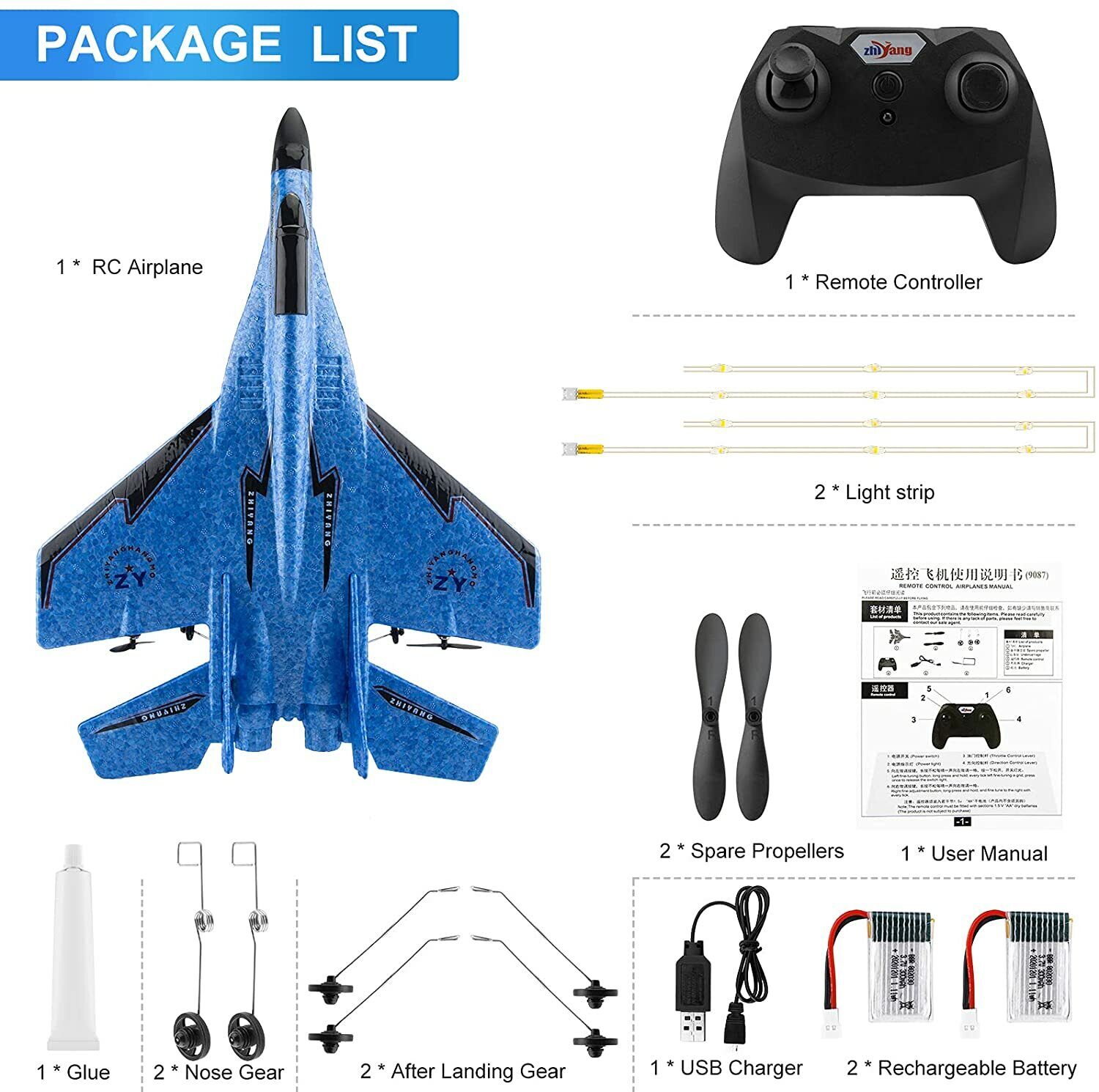 2,4G RC Flugzeug LED Gyro Fernbedienung Flugzeug RC Segelflugzeug Anfänger EPP