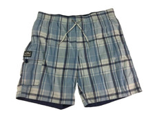 Tommy Hilfiger Bathing Suit L Blue Plaid Swim Trunks Shorts Beach Mens