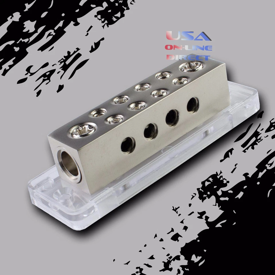 Platinum Ground Distribution Block Two 0/2 Gauge Wire AWG 12v Inputs 8ga. output - Image 2 of 2