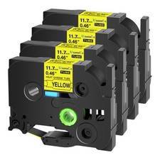 11.7mm Heat Shrink Tube 2:1 Yellow Label Tape For Brother P-Touch HSe-631 x4PCS