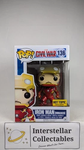 Funko Pop! Captain America Civil War: Iron Man Unmasked #136 Hot Topic Exclusive