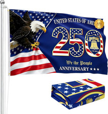 250Th Anniversary Flag 3X5 FT Double Sided, 3-Layer Heavy Duty USA Semiquincente