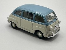 Fiat 600 Multipla 1956 blue white diecast model R250 BRUMM.     (A31)