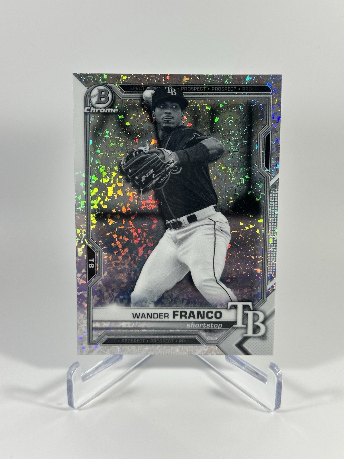 2021 Bowman Chrome Wander Franco #BCP-240 Black & White Mini-Diamond Refractor