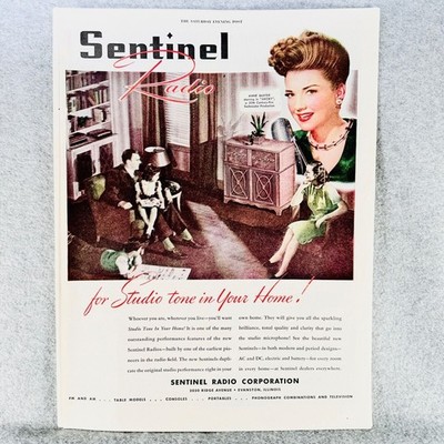 Sentinel Console Radio 1946 Sentinel Radio Console Vintage Print Ad Anne Baxter Evanston ...