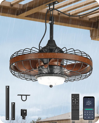 20'' Waterproof Outdoor Ceiling Fan with Light, Remote & Smart App Control