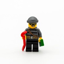 City Burglar Thief Minifig Knit Cap Crowbar Money Helicopter Arrest LEGO cty0358