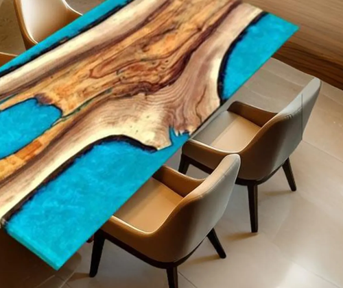 36"x24" Blue Epoxy Resin River Table Live Edge Walnut Dining Side Table Room Dec - Picture 4 of 9