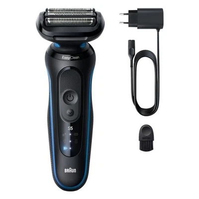 Braun Rasoir Barbe Série 5 EasyClean Noir et Bleu 52 B1000S Rechargeable - Photo 1/4