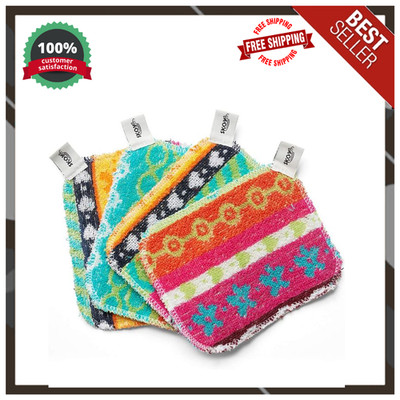 Skoy Scrub, 4Pack Reusable, NonScratching Dish Scrubber for Kitchen and Househ