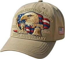 Baseball Cap United States 250th Anniversary Hat 3D Embroidery Craftsmanship