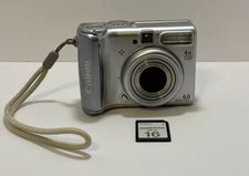 Canon PowerShot A540 6.0MP Silver Digital Camera 4x Optical Zoom Power w SD Card