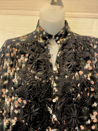 ZARA WOMEN Premium Denim Collection Black Lace & Floral Flowy Romper~M~EUC - Picture 10 of 15