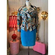 vintage 1980s abstract peplum IIF suit, 80s 2 piece jacket skirt, mugler style