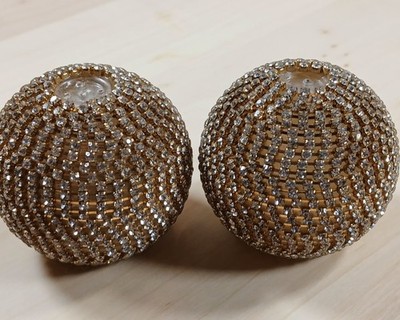 Crystal Rhinestone-Encrusted Decorative Sphere Salt & Pepper Shakers