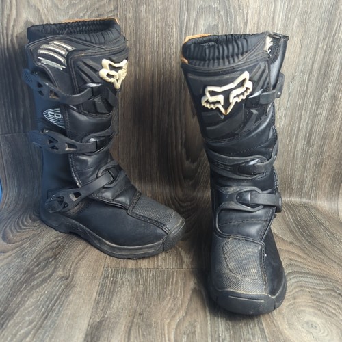 Fox Youth Comp 3 Motocross Boots Black Brown Youth Size 3 10" Tall