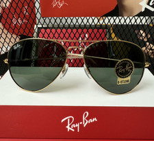 NEW RAY-BAN RB3025 AVIATOR SUNGLASSES GOLD FRAME GLASS GREEN LENS 58 MM