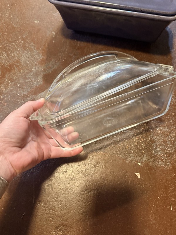 PYREX 1960's  215-B Clear Glass Loaf Baking Dish With Lid