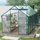 6x8FT Green Aluminum Walk-In Polycarbonate Greenhouse, Easy Setup with Vent