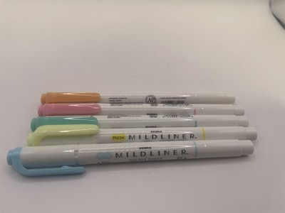 ZEBRA MILD LINER Double Sided Highlighter Noble Color 5 Pack Used Only Once 