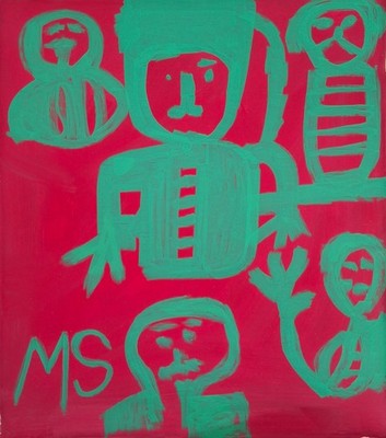 Mary T Smith Signed Outsider Folk Art Painting on Canvas - African American Art